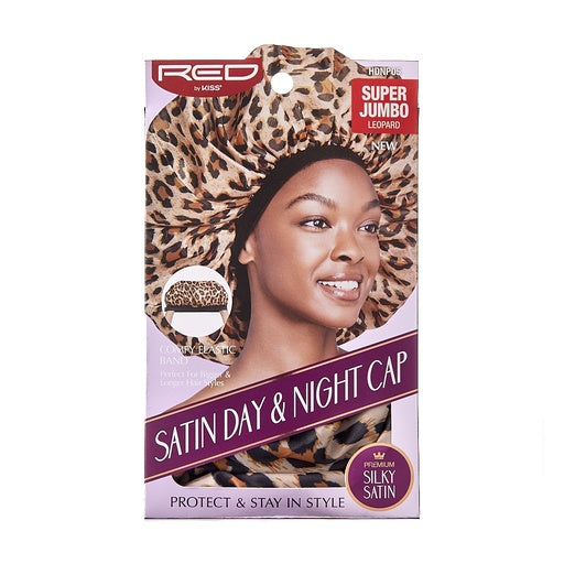 Red By Kiss Satin Day & Night Cap Super Jumbo (Leopard)