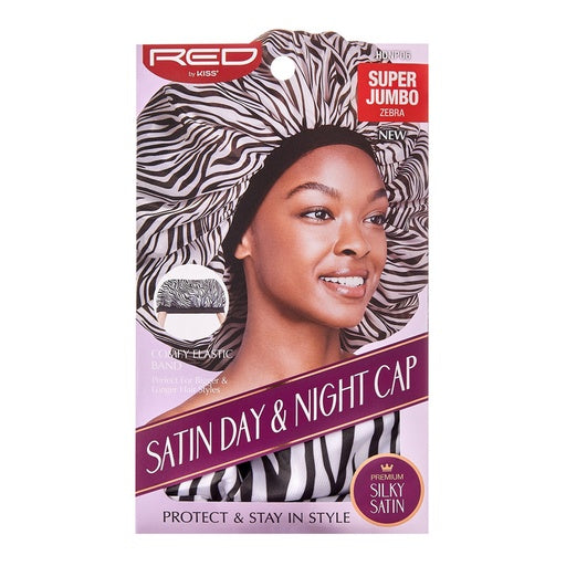 Red By Kiss Satin Day & Night Cap Super Jumbo (Zebra)