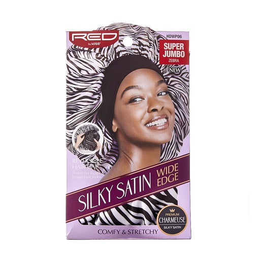 Red By Kiss Reversible Silky Satin Hair Cap Super Jumbo (Zebra)