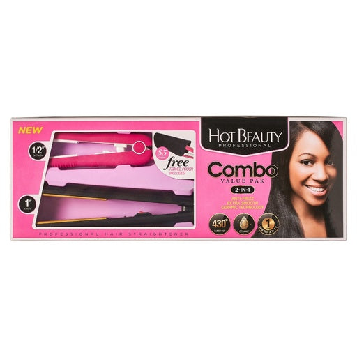 Hot Beauty Mini Ceramic Flat Iron Combo 1" & 1/2"