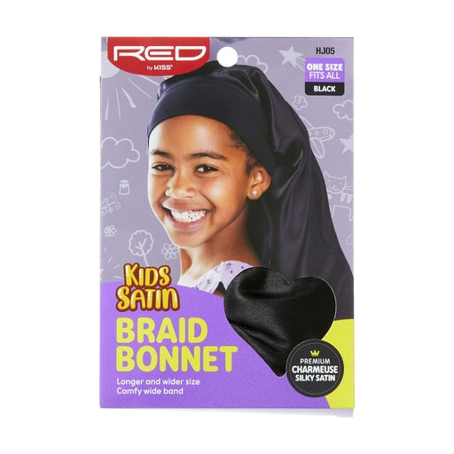 Red By Kiss Kids Satin Braid Bonnet (Black)