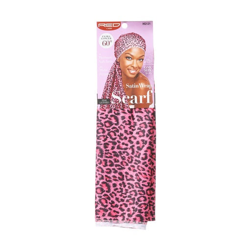 Red By Kiss Satin Wrap Scarf (Pink Leopard)