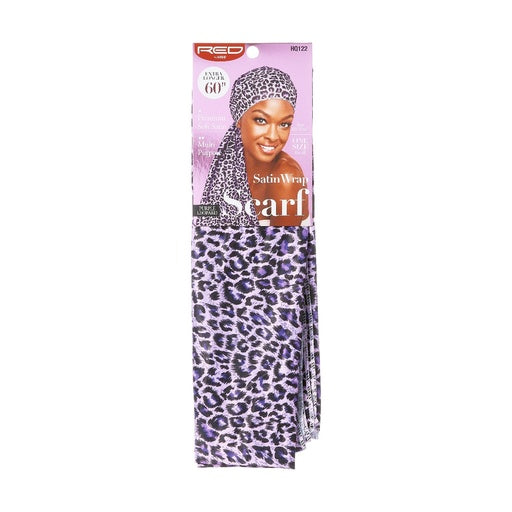 Red By Kiss Satin Wrap Scarf (Purple Leopard)
