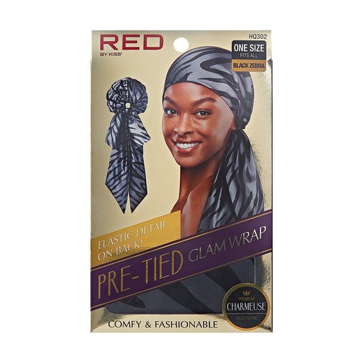 Red By Kiss Silky Pre-Tied Glam Wrap (Black Zebra)