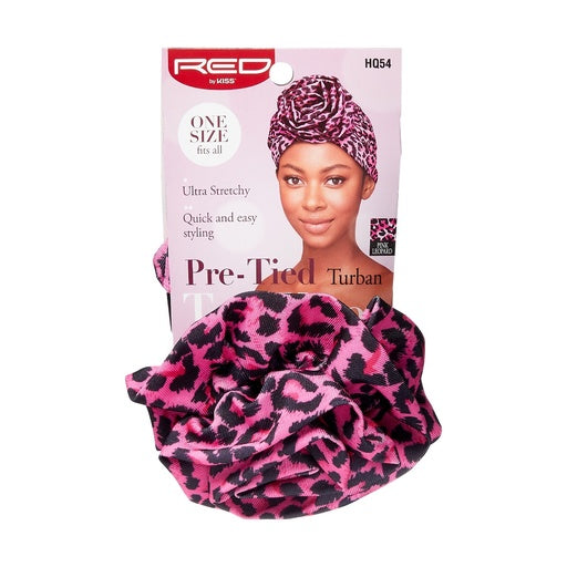 Red By Kiss Top Knot Turban (Pink Leopard)