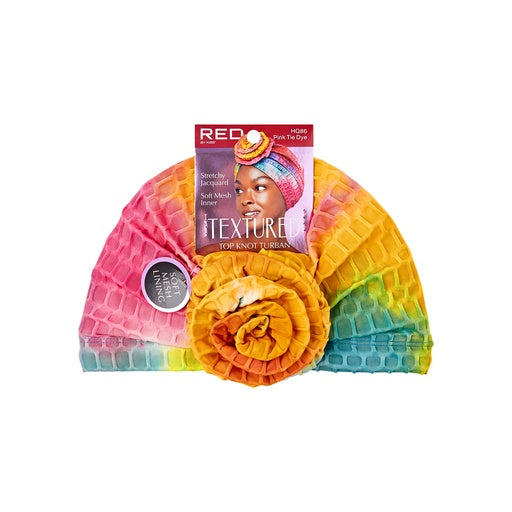 Red By Kiss Textured Top Knot Turban (Pink Tie Dye)