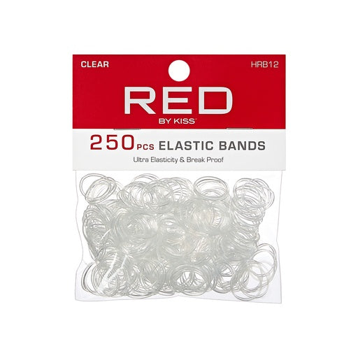 Red By Kiss Plastic Elastic Band Clear (250ct)