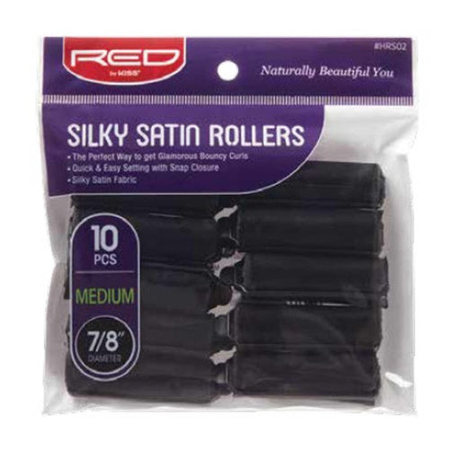 Red By Kiss Silky Satin Rollers 7/8" Diameter Medium (10pcs)