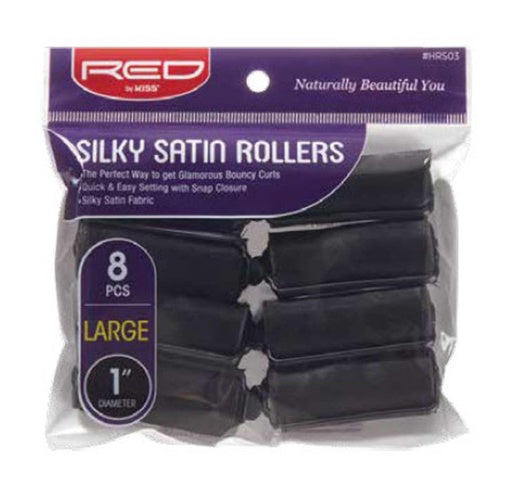 Red By Kiss Silky Satin Rollers 1" Diameter Large (8pcs)