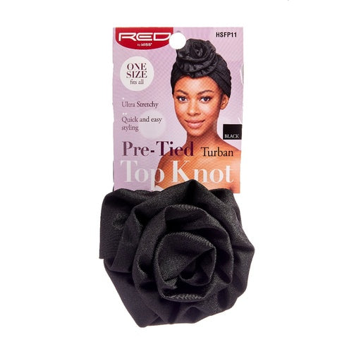 Red By Kiss Top Knot Turban (Black