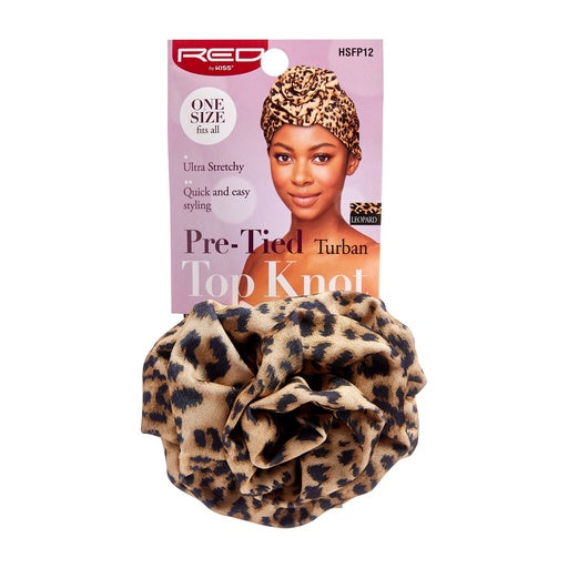 Red By Kiss Top Knot Turban (Leopard)