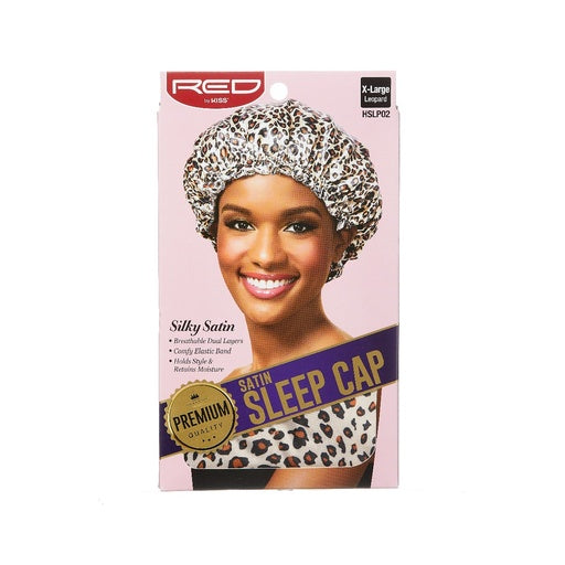 Red By Kiss Premium Silky Satin Sleep Cap X-Large (Leopard)