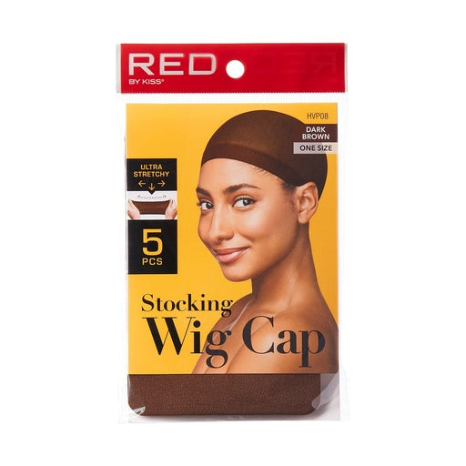 Red By Kiss Stocking Wig Cap 5pcs (Dark Brown)