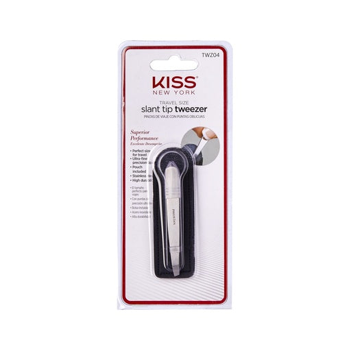 Kiss New York Slant Tip Tweezer With Pouch  (Travel Size)