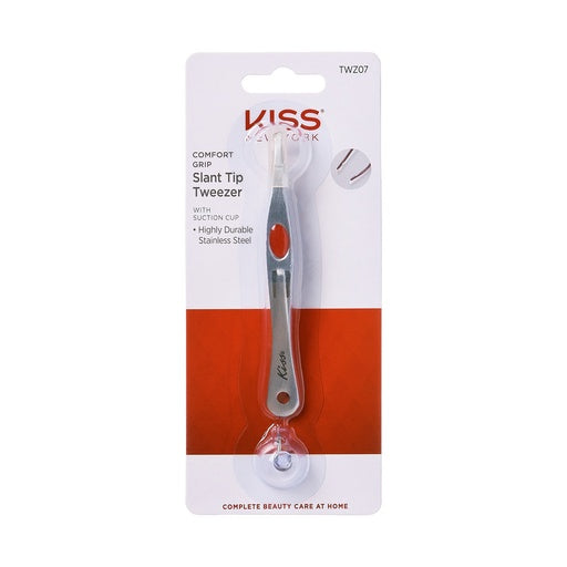 Kiss New York Comfort Grip Slant Tip Tweezer With Suction Cup