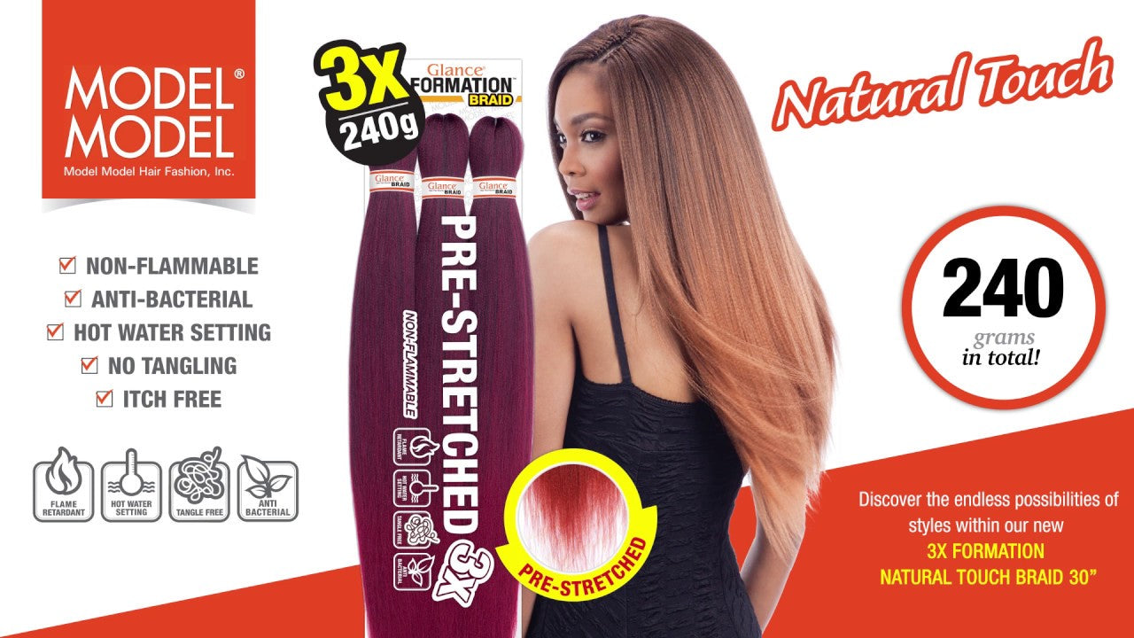 Model Model 3X Glance Formation Natural Touch Pre Stretched Braid Hair 30"