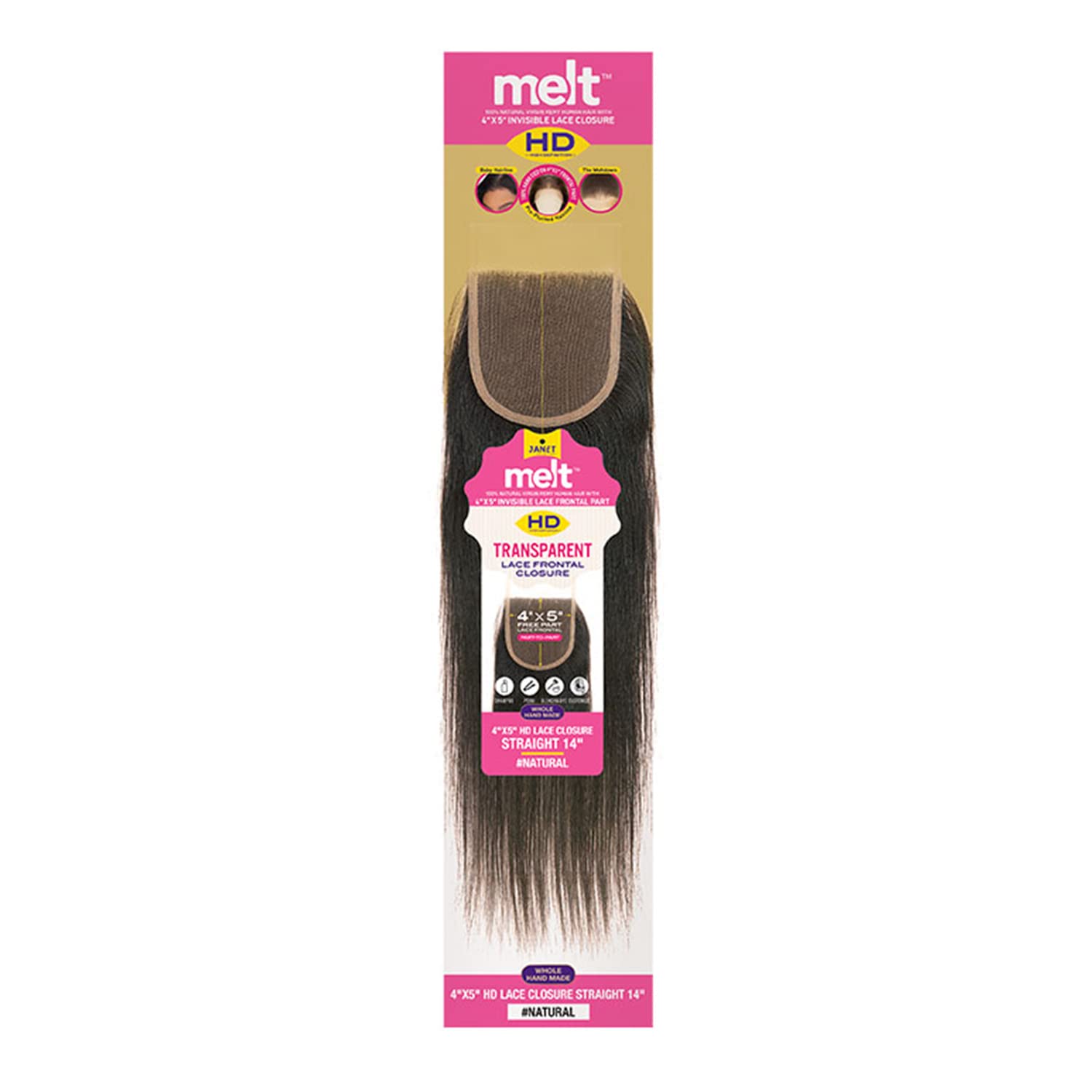 Janet Collection Melt 4x5 HD Lace Closure Straight NAT/613